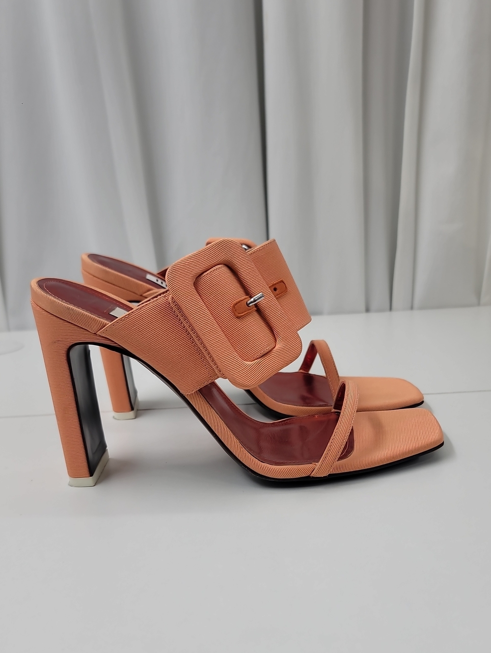 Rare The Attico Ester Peach Single Buckle Heel Slide Sandals Size 39 US 9